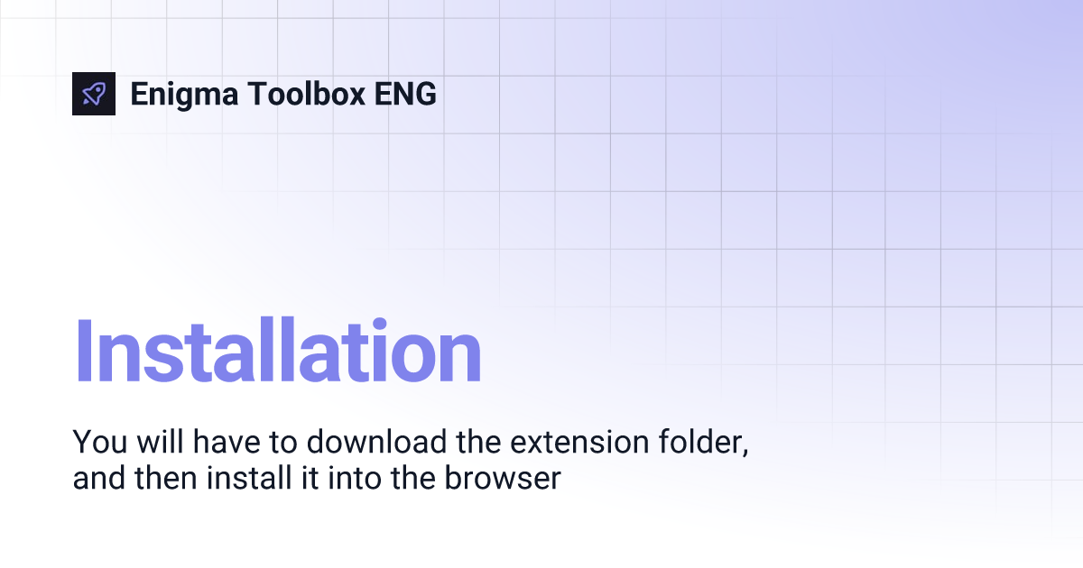 Installation Enigma Toolbox ENG